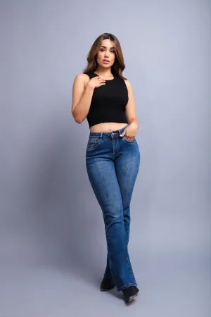 PANTALON KYRATH BOOTCUT FIT MODA MEZCLILLA AZUL MEDIO