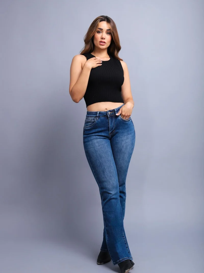 PANTALON KYRATH BOOTCUT FIT MODA MEZCLILLA AZUL MEDIO
