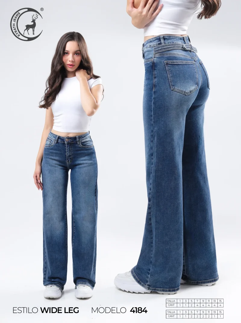 PANTALON KYRATH MODA WIDE LEG FIT MEZCLILLA AZUL MEDIO CLARO