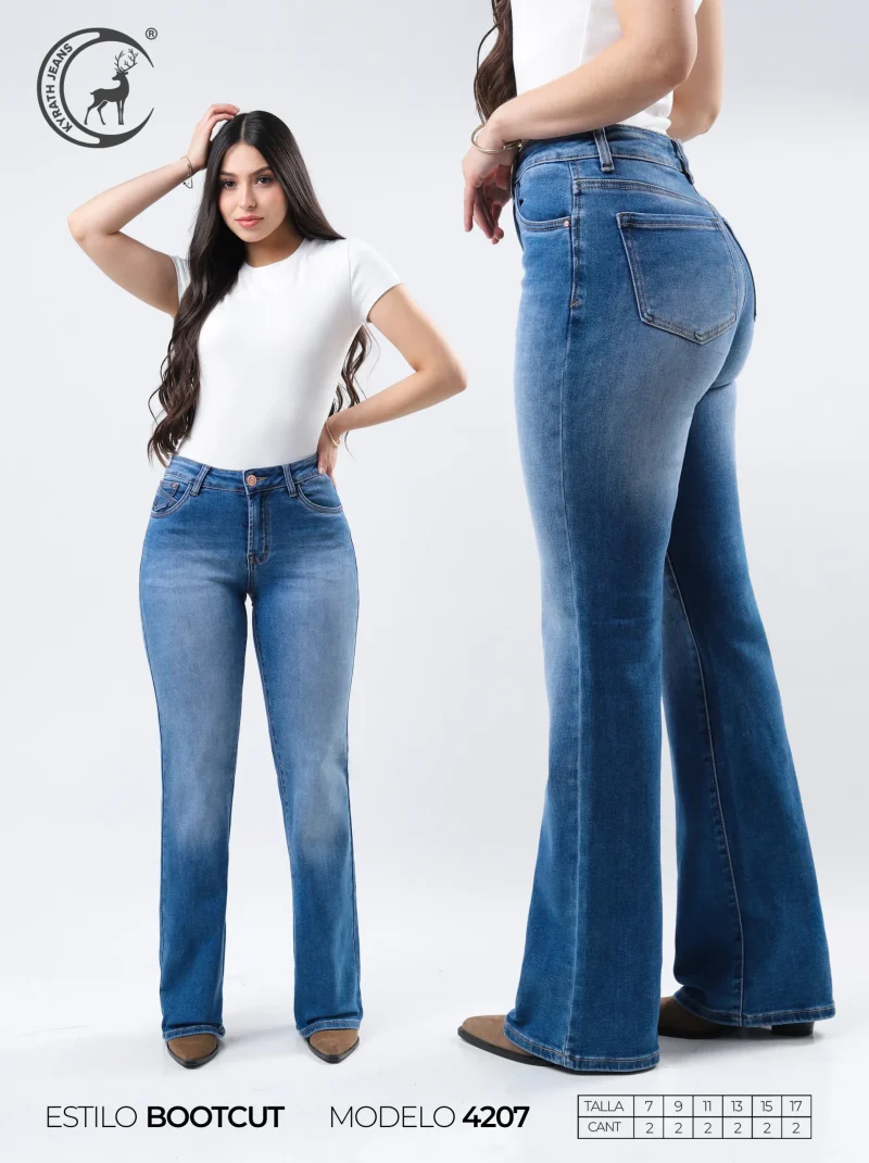 PANTALON MEZCLILLA MODA BOOTCUT FIT MEZCLILLA AZUL MEDIO CLARO