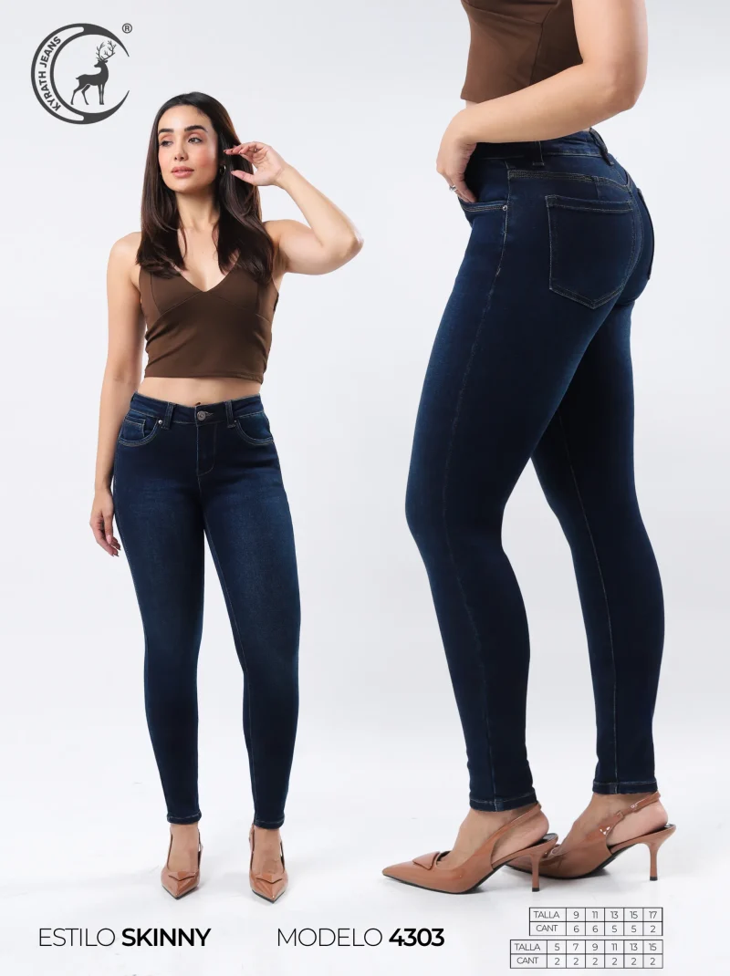 PANTALON KYRATH SKINNY FIT MEZCLILLA AZUL OSCURO
